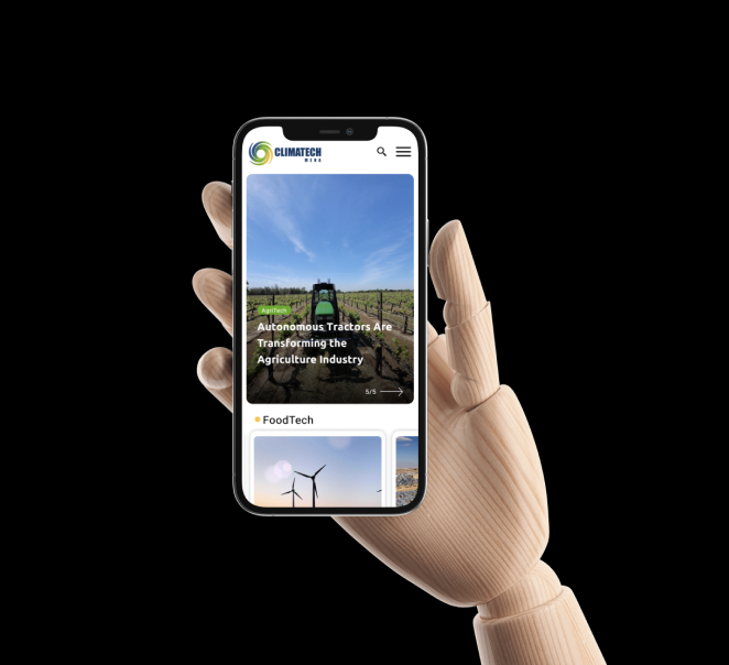 A devices device that displays the climatech website